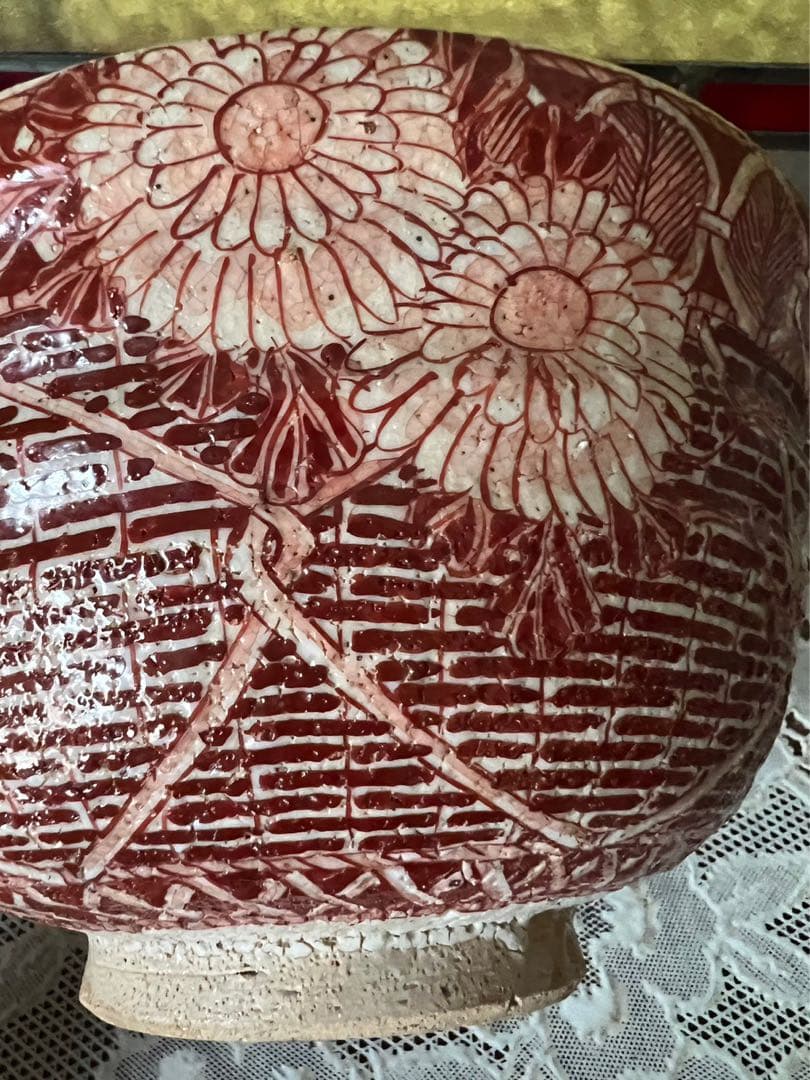 木箱入り 菓子鉢 手描き絵 インテリア 骨董 アンティーク
