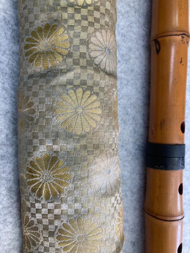 尺八 竹製 5穴 菊の御紋ケース付き