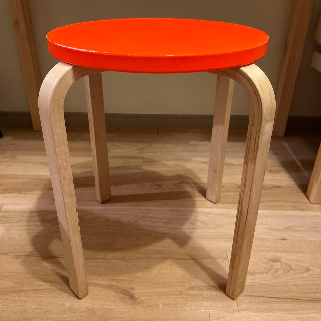 廃盤　イケア　超希少　蛍光色　オレンジ　スツール　IKEA 椅子　チェア　家具