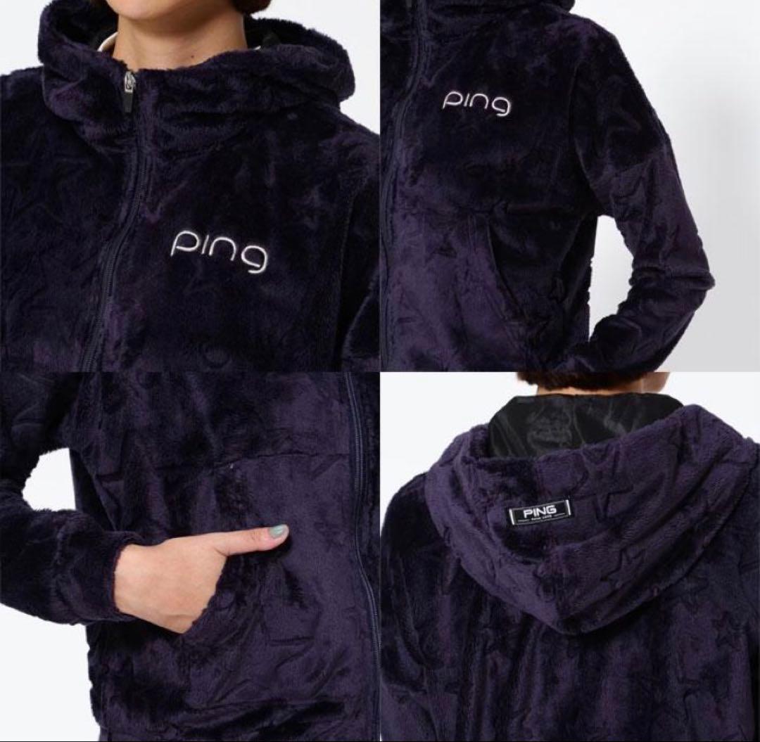 S ☆新品☆ PING ゴルフ ベロア フーディー ボア　ブルゾン ネイビー