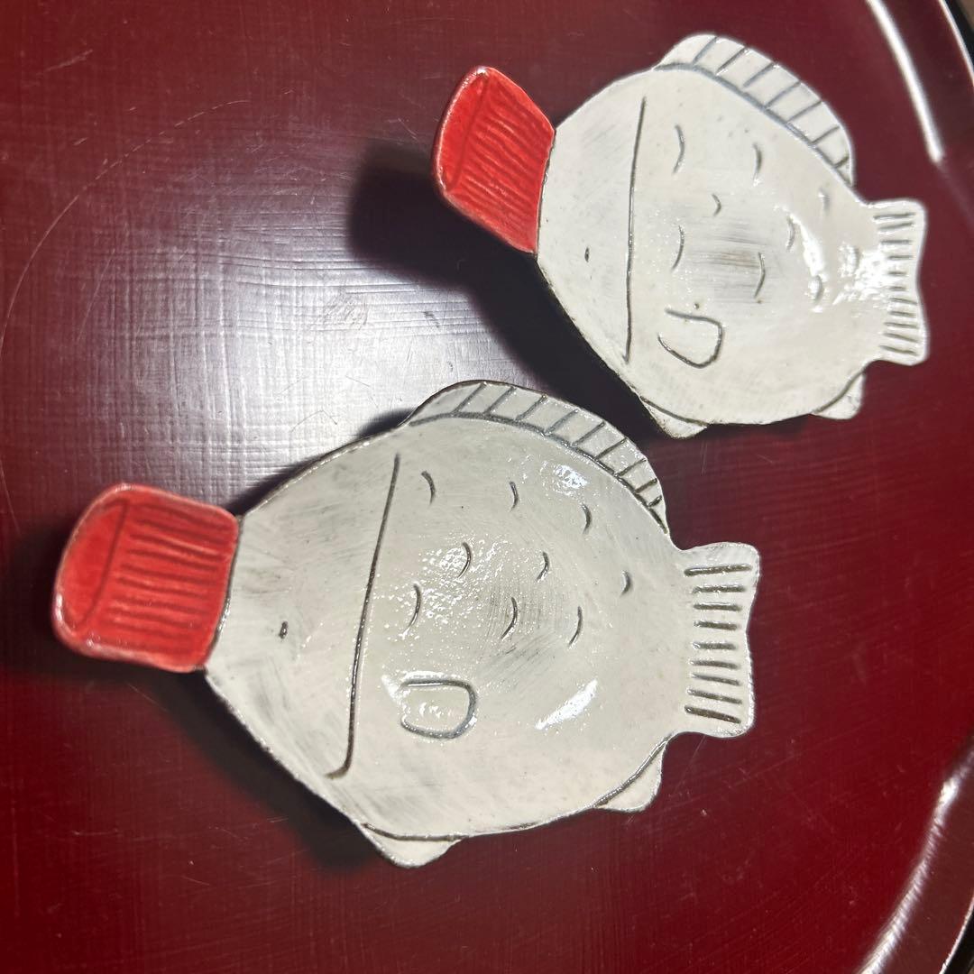 作家　陶芸作家　醤油差し型小皿　醤油皿　豆皿　２枚　作家物