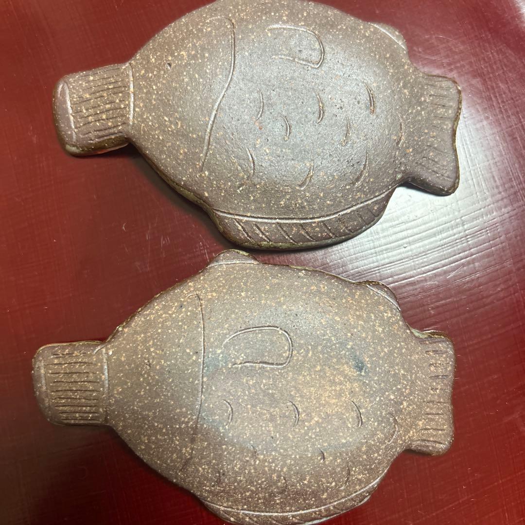 作家　陶芸作家　醤油差し型小皿　醤油皿　豆皿　２枚　作家物