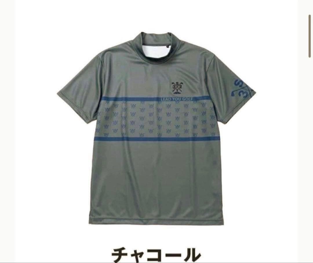 sy32 半袖モックネック　チャコール　サイズM メンズ　半袖　シャツ　ゴルフ