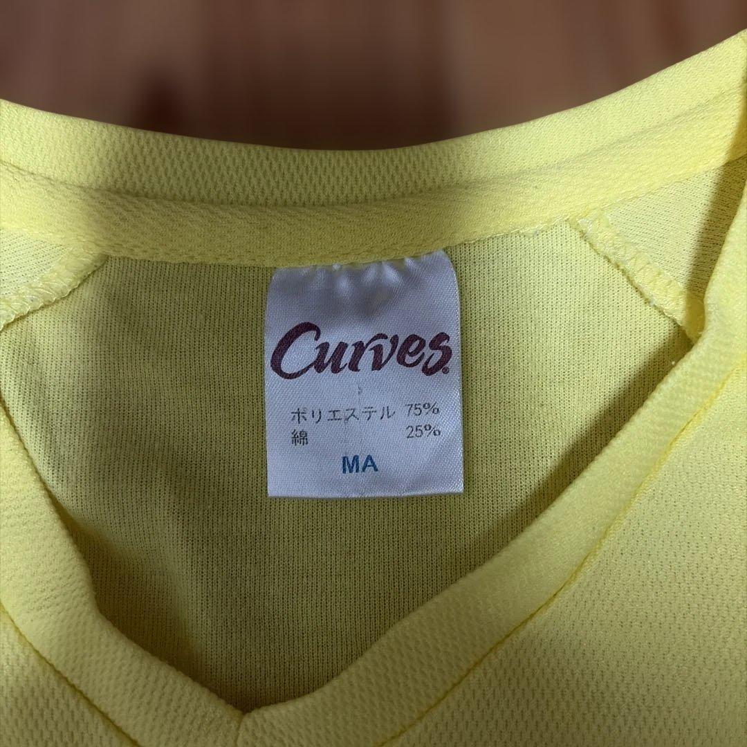 専用　Curves イエロー Vネック Tシャツ　サイズMAカーブス