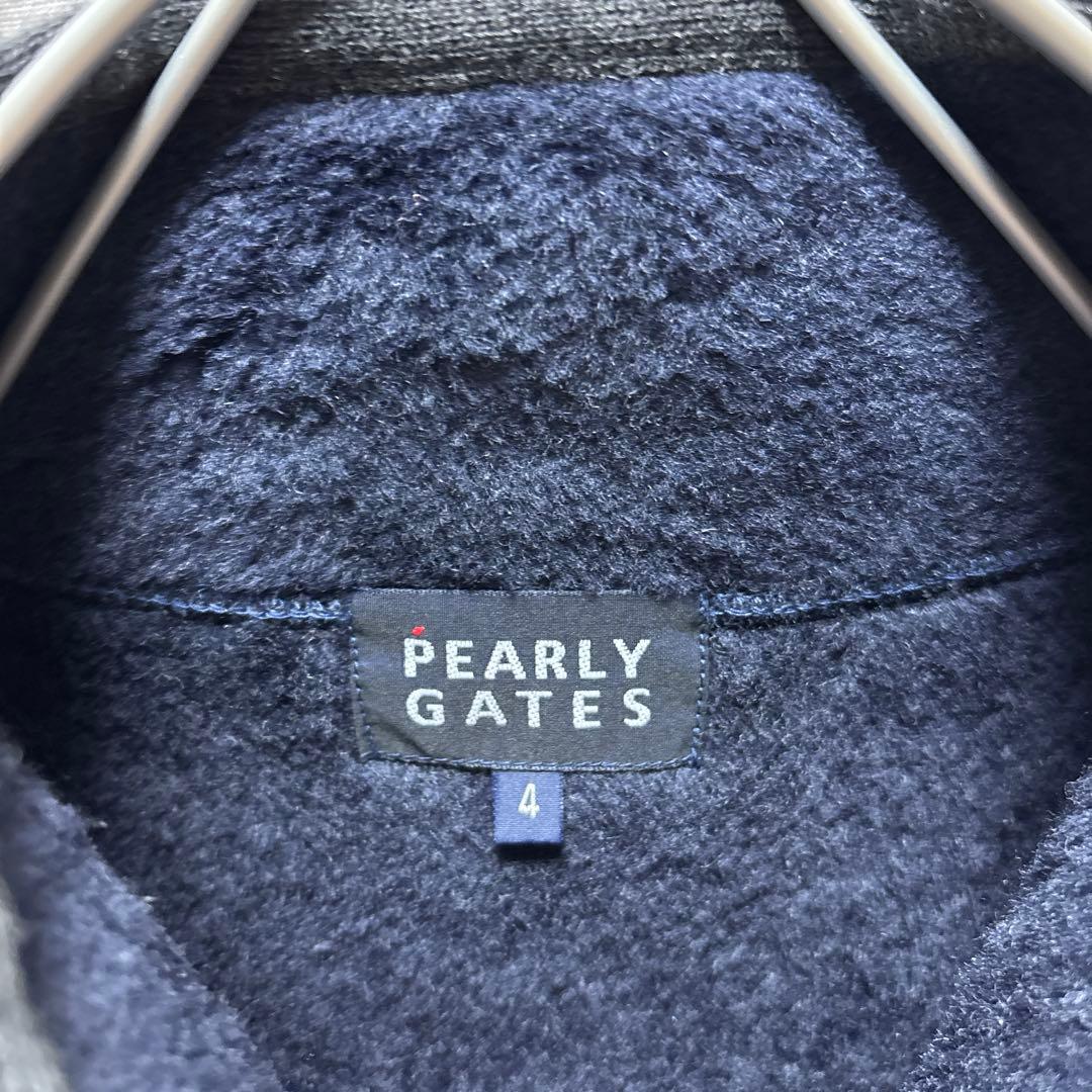PEARLY GATES ボーダー柄 ニットブルゾン ワッペン ダブルジップ