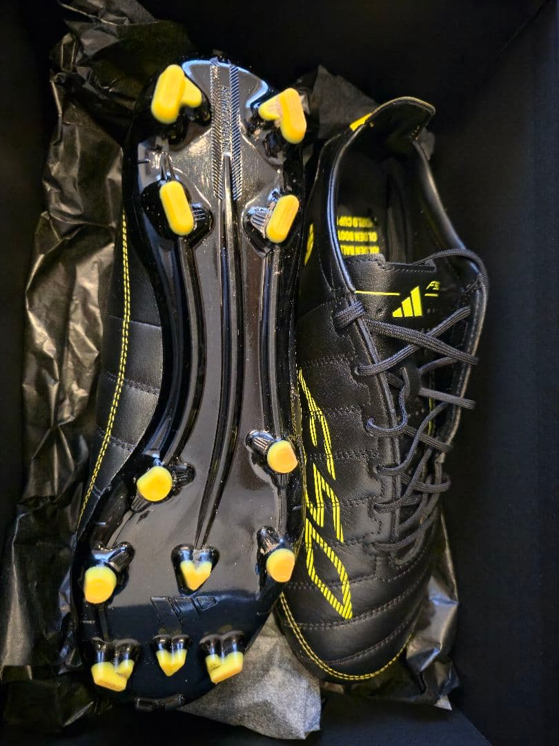 28.0cm adidas F50 レザー2010 サッカーシューズ黒/黄