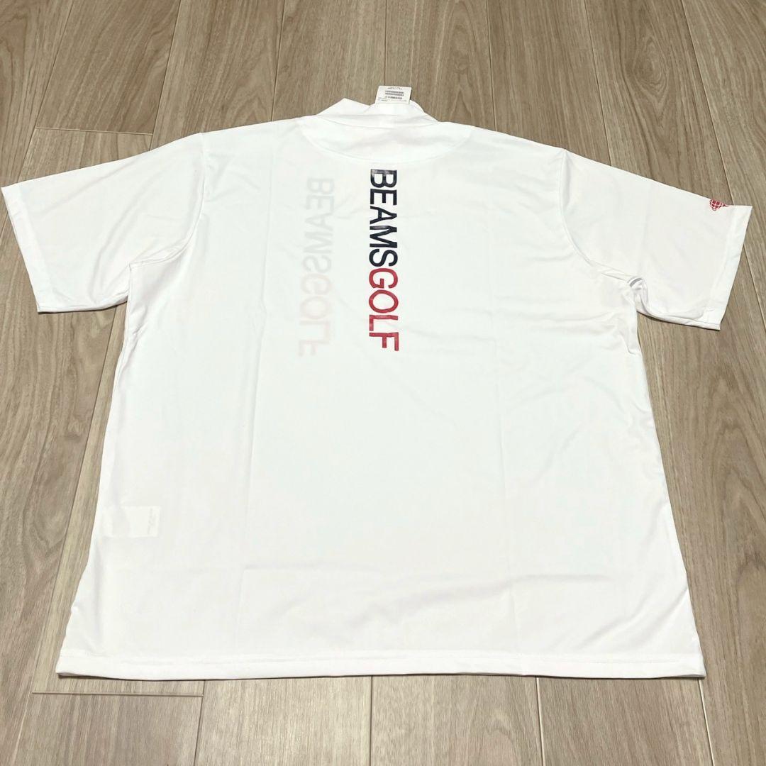 ビームスゴルフ モックネック カットソー 半袖 スポーティ 白 ロゴ XL