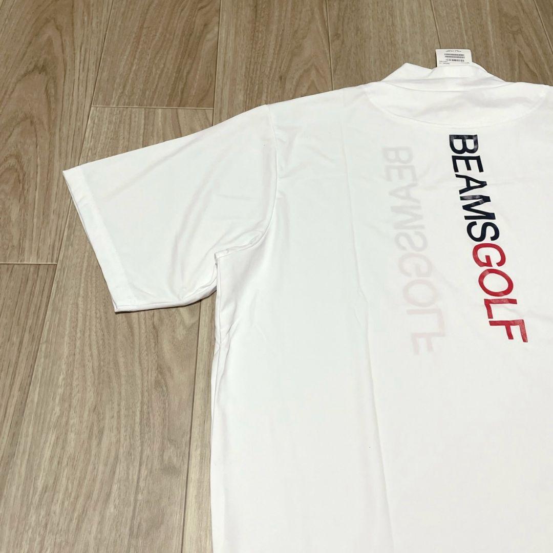 ビームスゴルフ モックネック カットソー 半袖 スポーティ 白 ロゴ XL