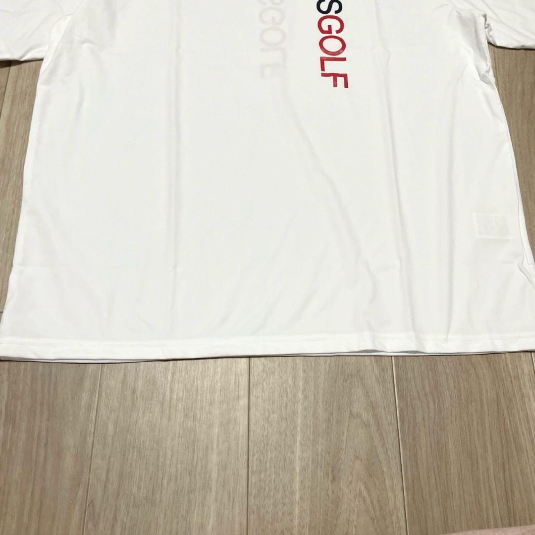 ビームスゴルフ モックネック カットソー 半袖 スポーティ 白 ロゴ XL