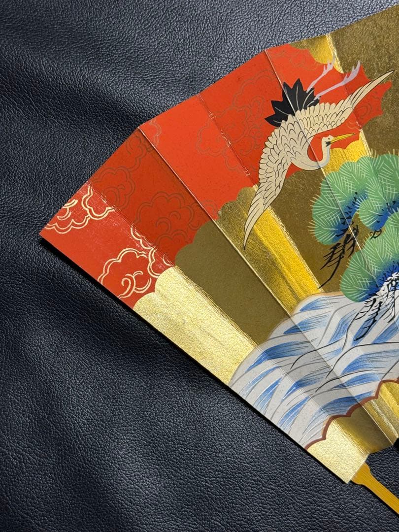 扇子　33cm 十松屋福井扇舗　翁扇　蓬莱山図　桐箱　仕舞扇　能楽　舞踊　着物