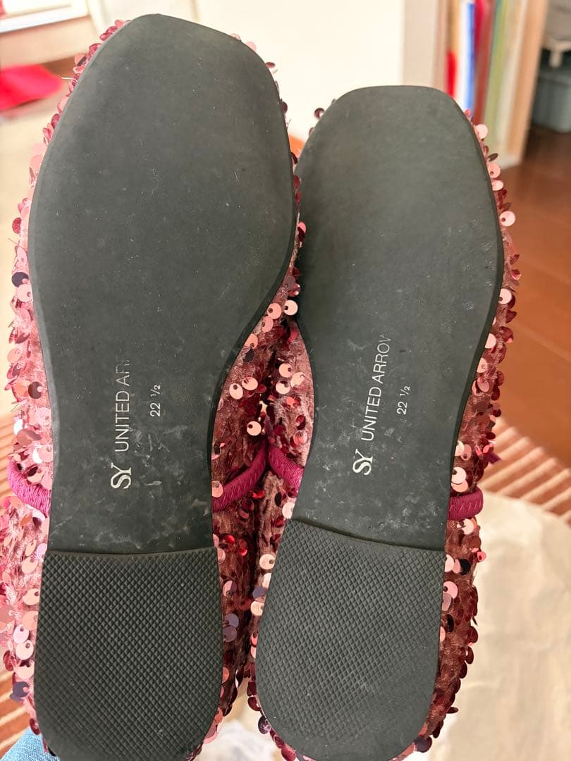 SY ピンク スパンコール バレエシューズ美品❤️