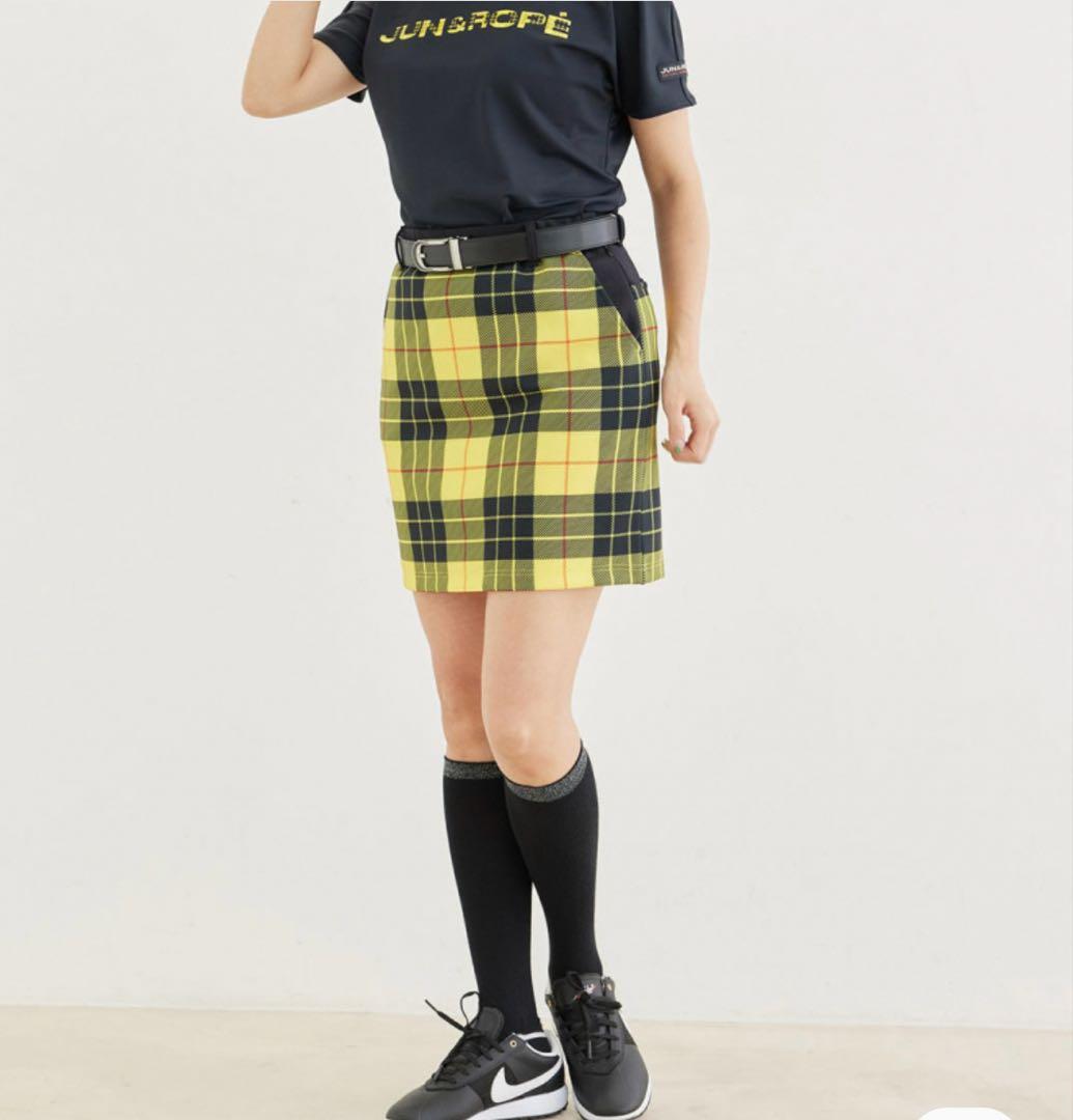 新品タグ付き　JUN&ROPE プレイド柄　セミタイトスカート　ゴルフ　M