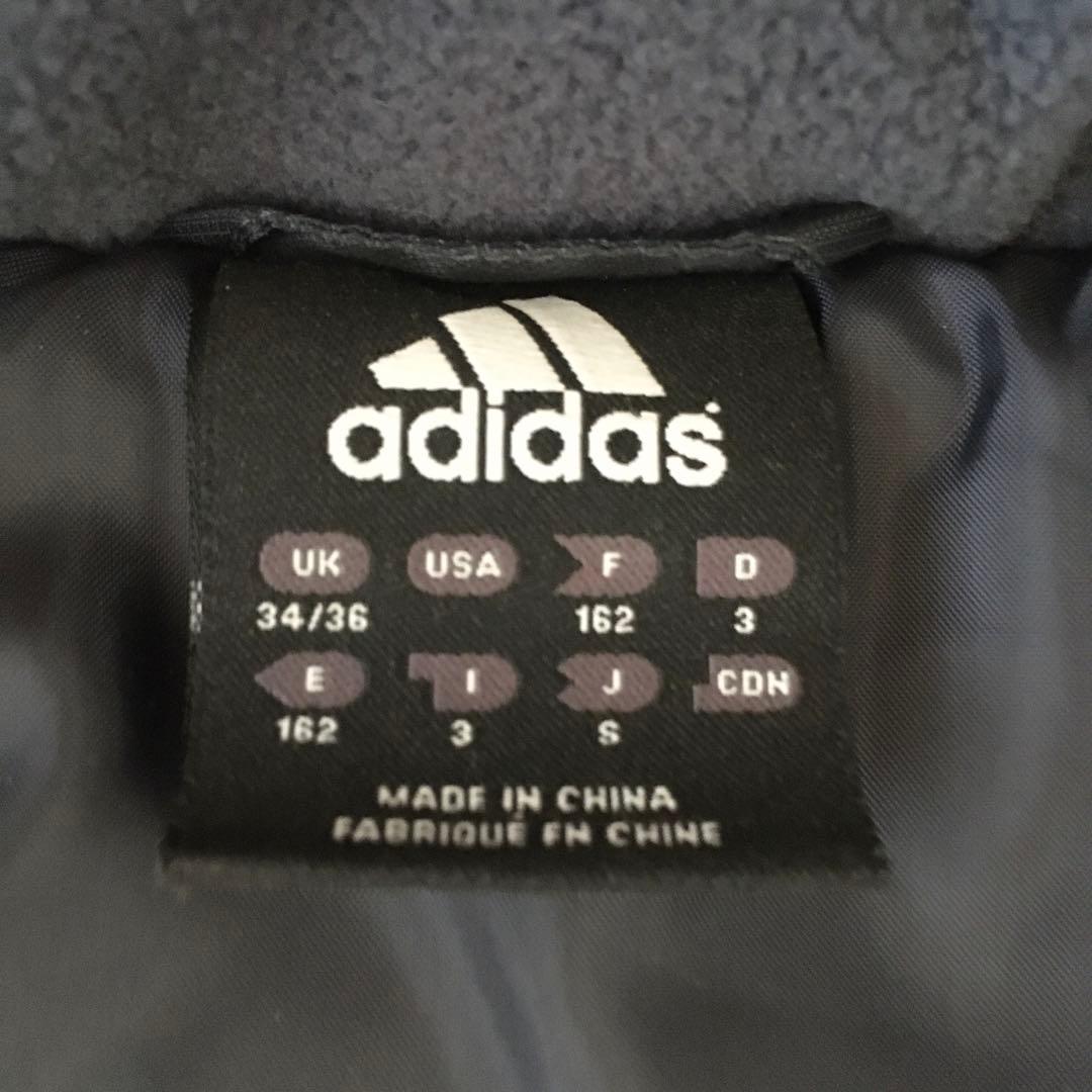 adidas リヴァプール パデッドジャケット 中綿ハーフ丈 襟袖フリース 防寒