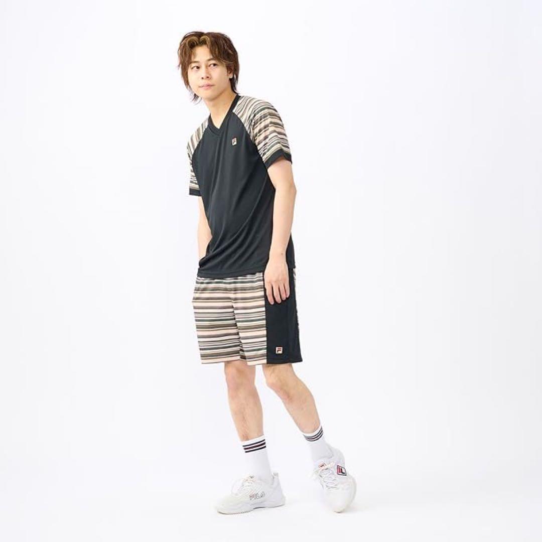 FILA フィラ テニスウェア 半袖Tシャツ VM5620ブラック メンズM新品