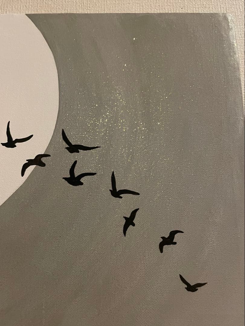 月と鳥の現代アート｜浮世絵　絵画　アートパネル　壁掛け　和モダン　インテリア　黒