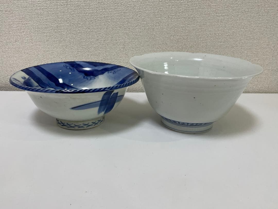 【現状品】古伊万里 陶器 染付 麒麟 菓子鉢 菓子器 アンティーク 割烹 2点