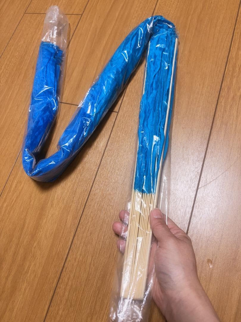 新作【新品】ビッグフラッターファンベール★右手★ターコイズグラデ！高級シルク