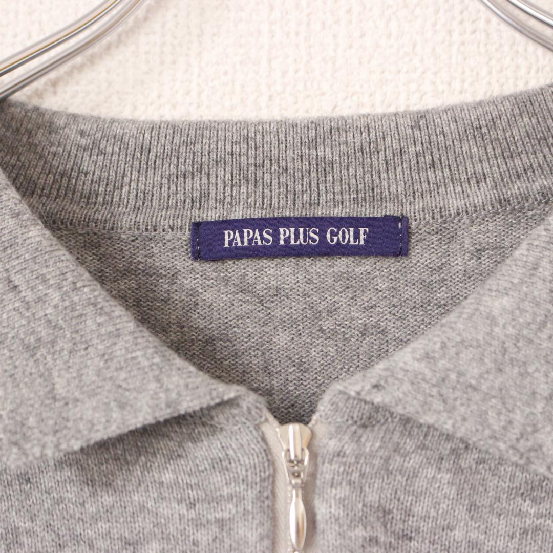 PAPAS PLUS GOLF カシミヤアンゴラハーフジップニット LLサイズ