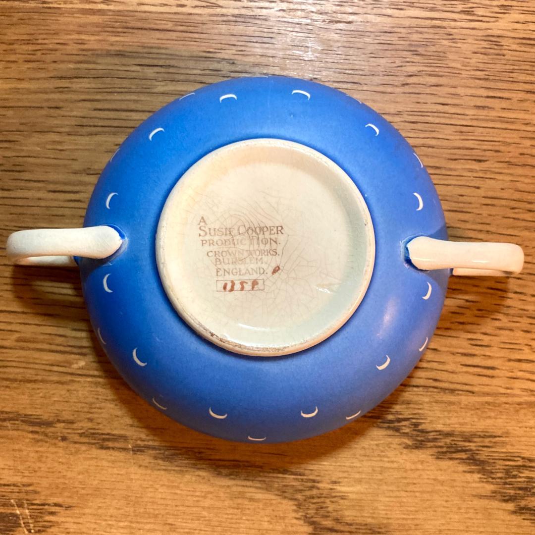 スージークーパー クレッセント スープボウル＆ソーサー 2客 セット ブルー