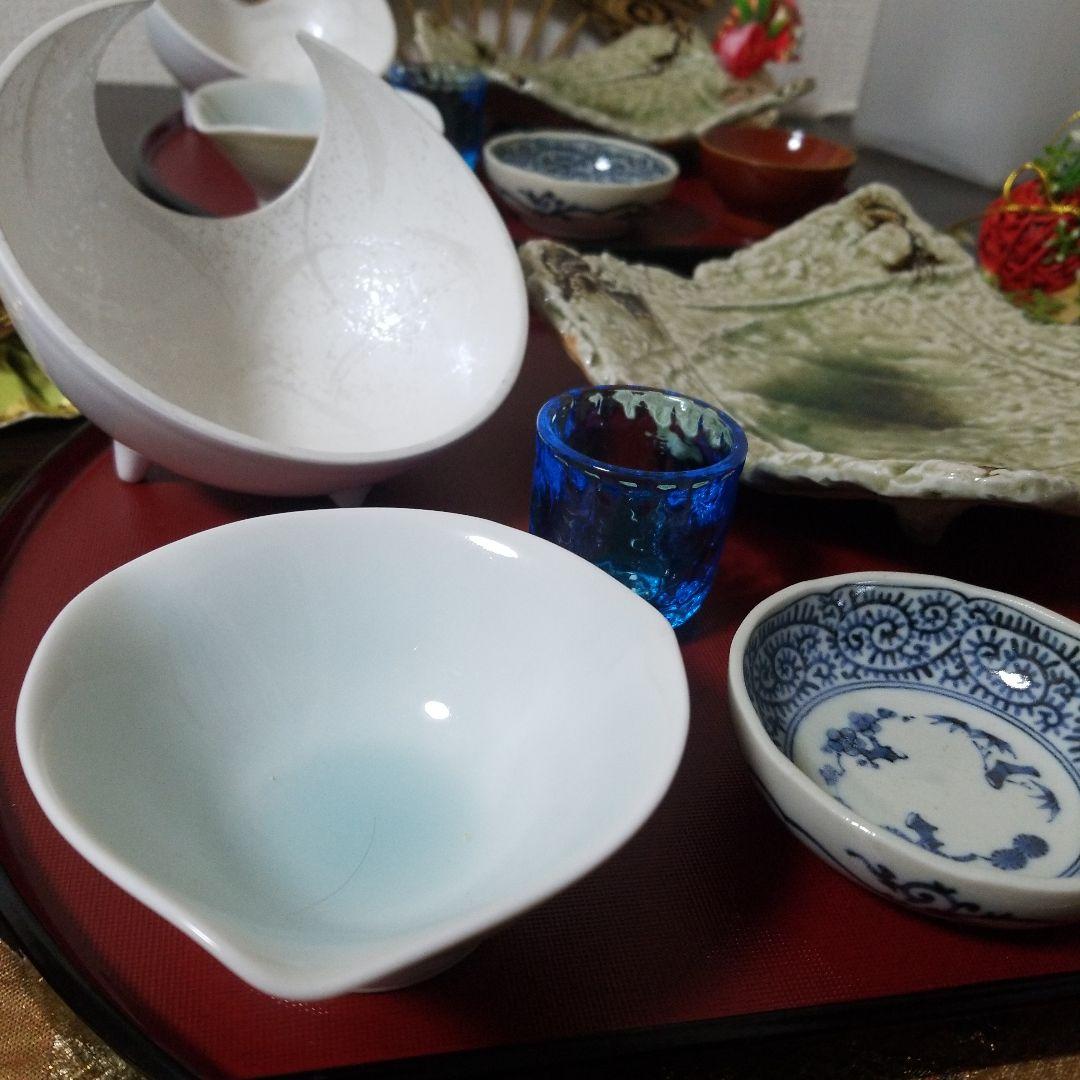 【未使用】◆ 御二人様 ◆ 懐石御膳　有田焼青磁 灰釉皿 龍峰窯 会津塗12品揃