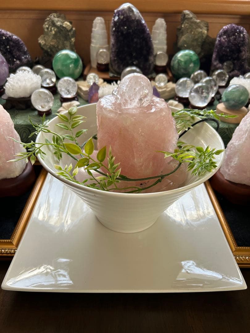 ✨破格✨絶品‼️ローズクオーツ☆噴水☆天然石☆ファウンテン☆秘蔵品☆1459g