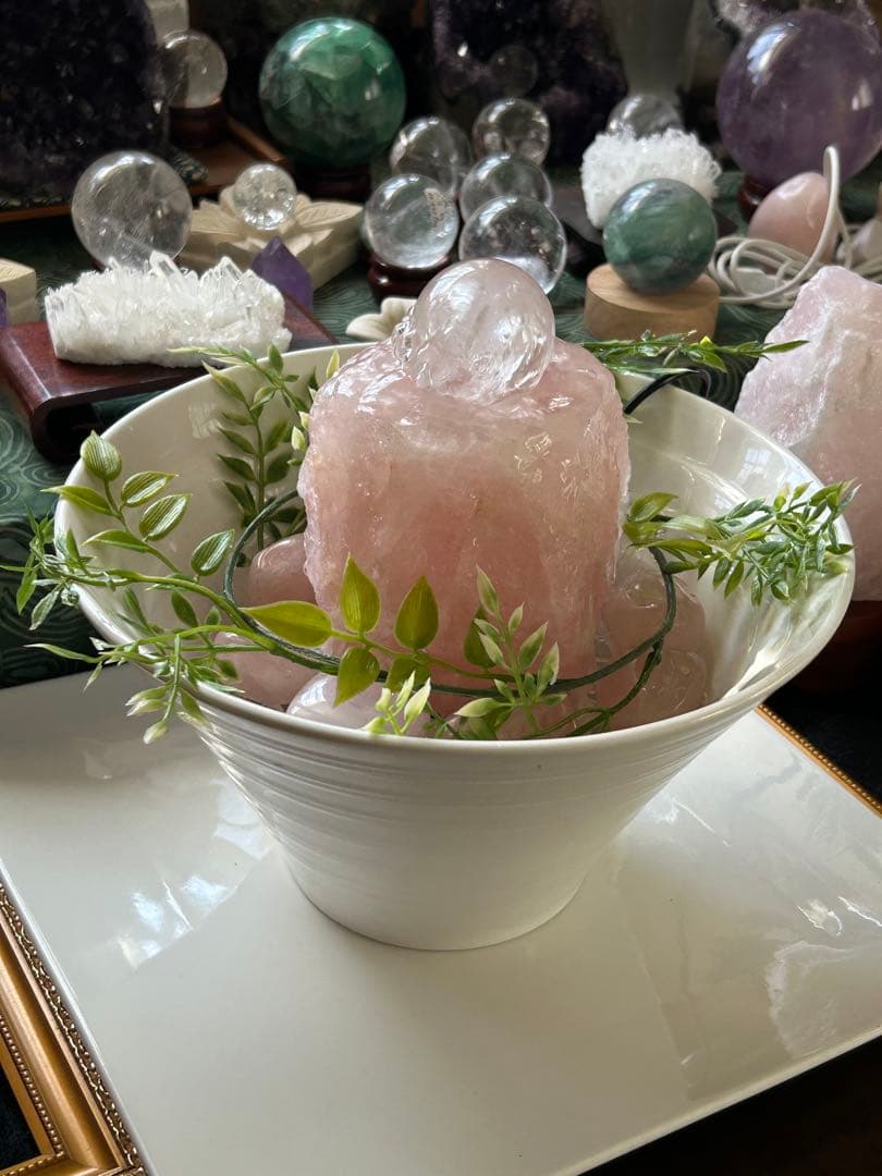 ✨破格✨絶品‼️ローズクオーツ☆噴水☆天然石☆ファウンテン☆秘蔵品☆1459g