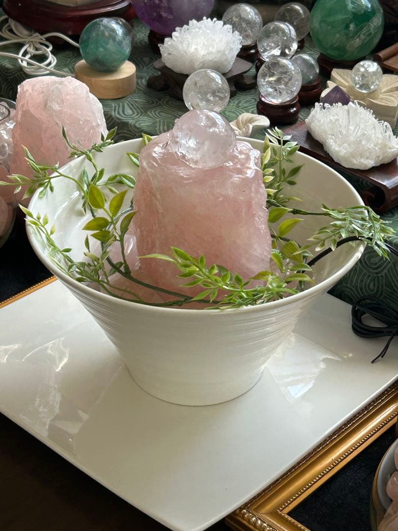 ✨破格✨絶品‼️ローズクオーツ☆噴水☆天然石☆ファウンテン☆秘蔵品☆1459g