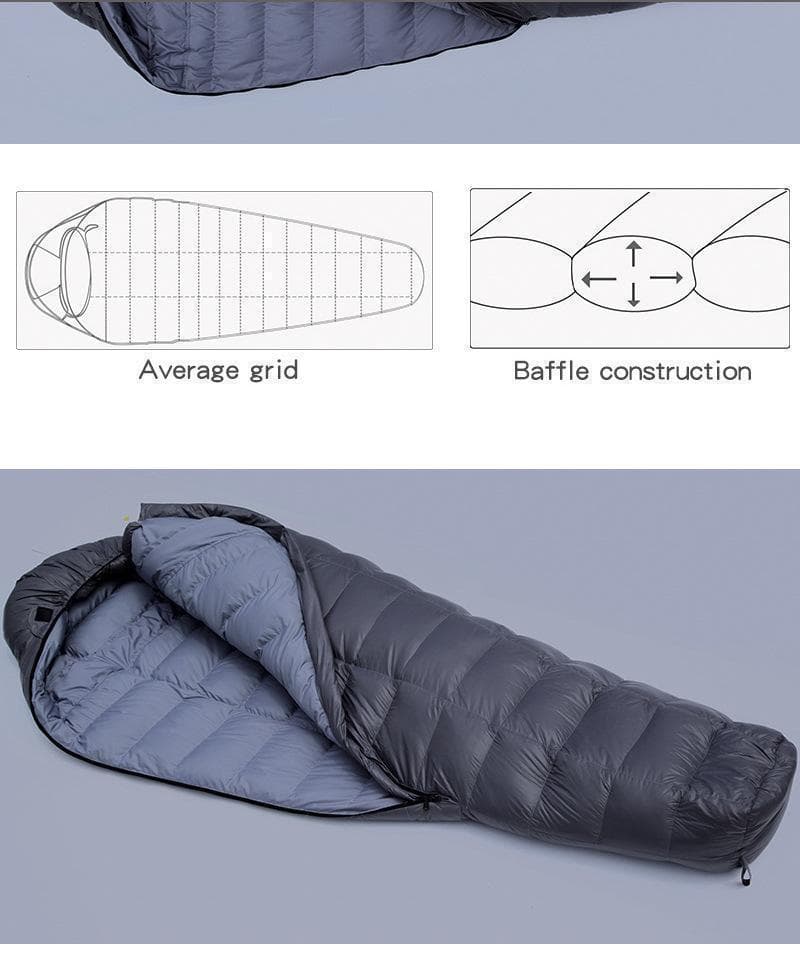 グースダウン使用　冬シェラフ　寝袋　ミイラタイプ　1800g -15～-10℃