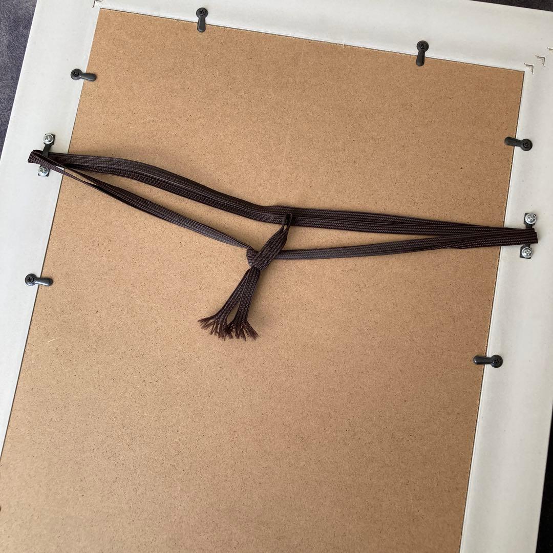 モダンアート　絵画　額縁　女性画　ブルー×グレー　50×40
