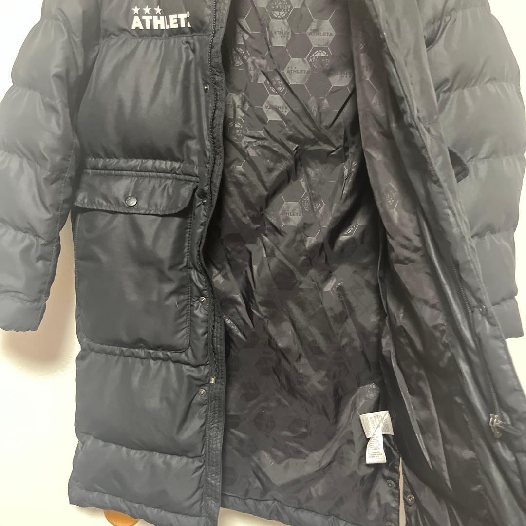 【美品】アスレタ ベンチコート サイズ140 ブラック スポーツ観戦 キッズ