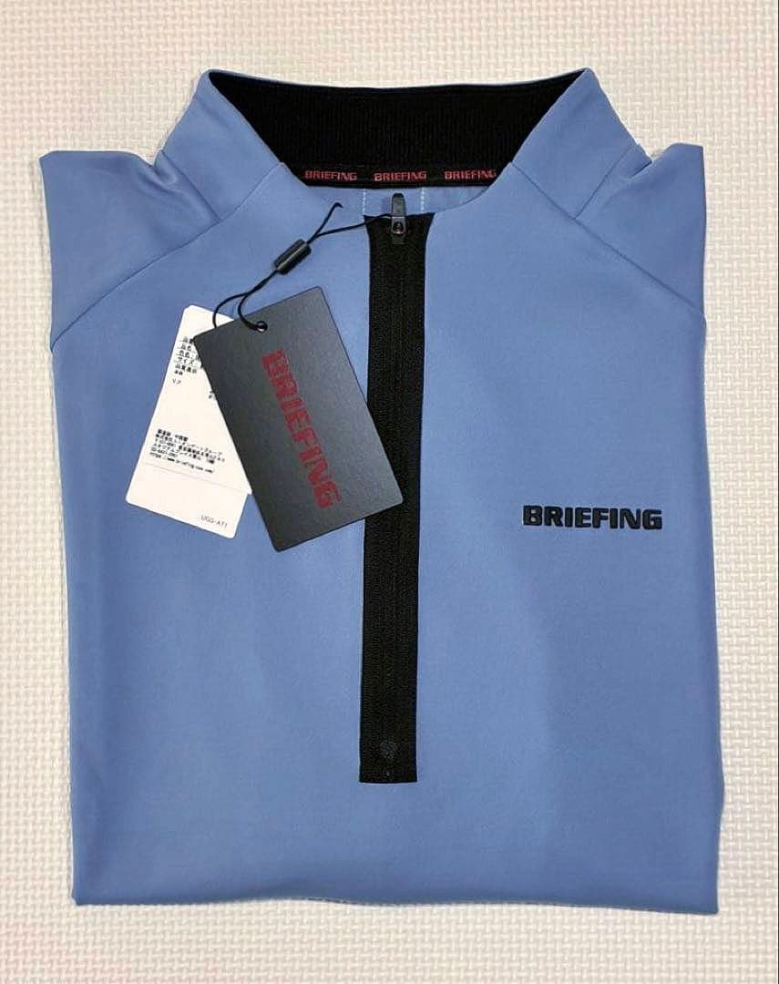 BRIEFING バック ロゴライン ハーフジップモックシャツ（BLUE／M）