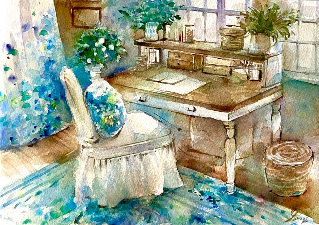 水彩画 原画 蒼