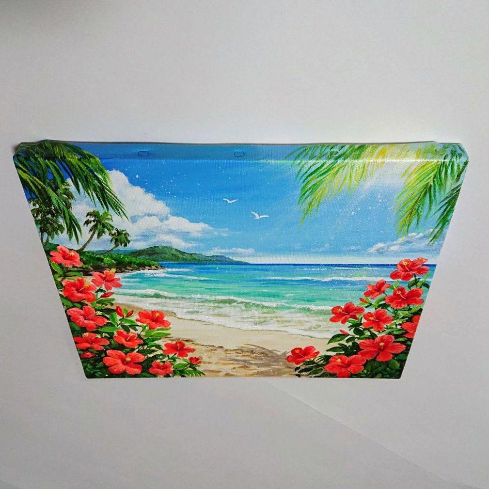 【常夏の花】アクリル画 F3 風景画 絵画