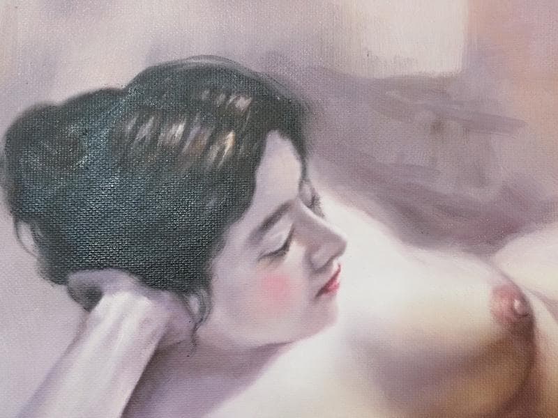 やまもと様　絵画油彩　高坂卓至「裸婦」 サイン　F6サイズ　額装済み 肉筆手描き