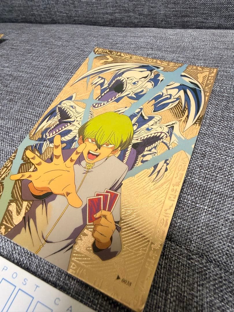 激レア　遊戯王 初期 バンプレスト ポストカード 金箔風仕上げ 【ブルーアイズ】