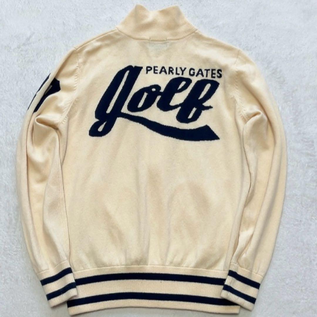 美品　パーリーゲイツ　ドライバーズニット　ニットジャケット　白系　カシミヤ