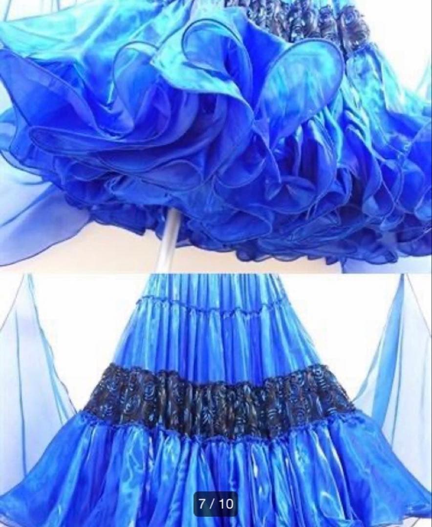 社交ダンス ドレス 日本製 青 ブルー