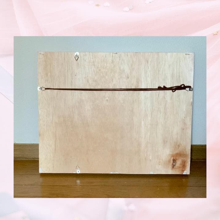 風景画/花の風景「ネモフィラ畑」油絵F3 木製フレーム付き