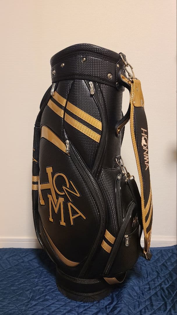 HONMA ゴルフバッグ 黒/金 ストライプデザイン