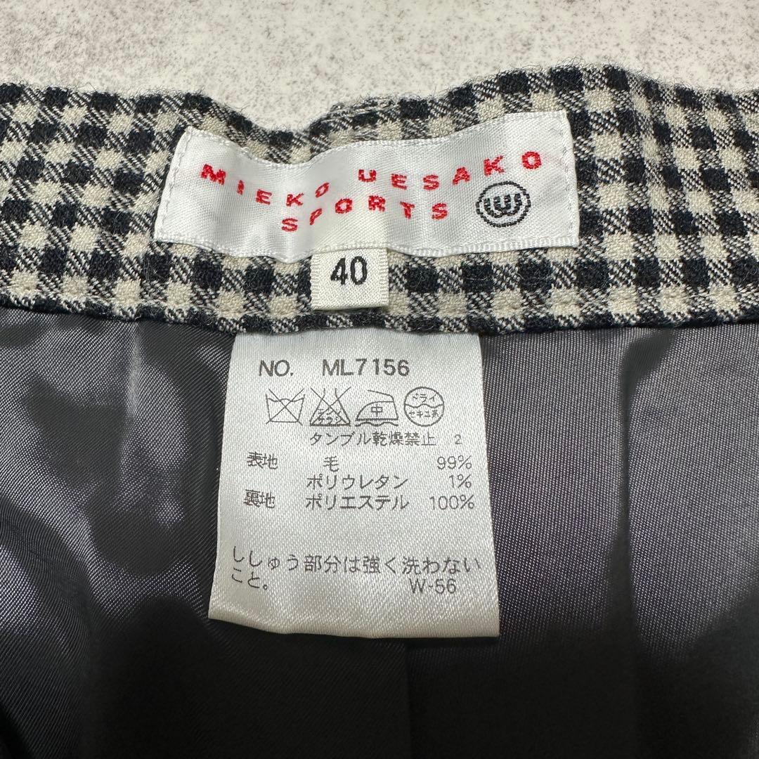 ミエコウエサコ チェック柄 ゴルフパンツ ウール 秋冬 ギンガムチェック L.