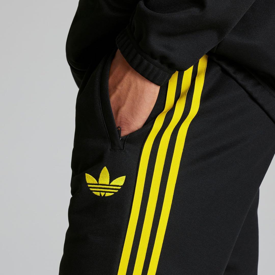 adidas トレーニングパンツ M 黒/黄色/青