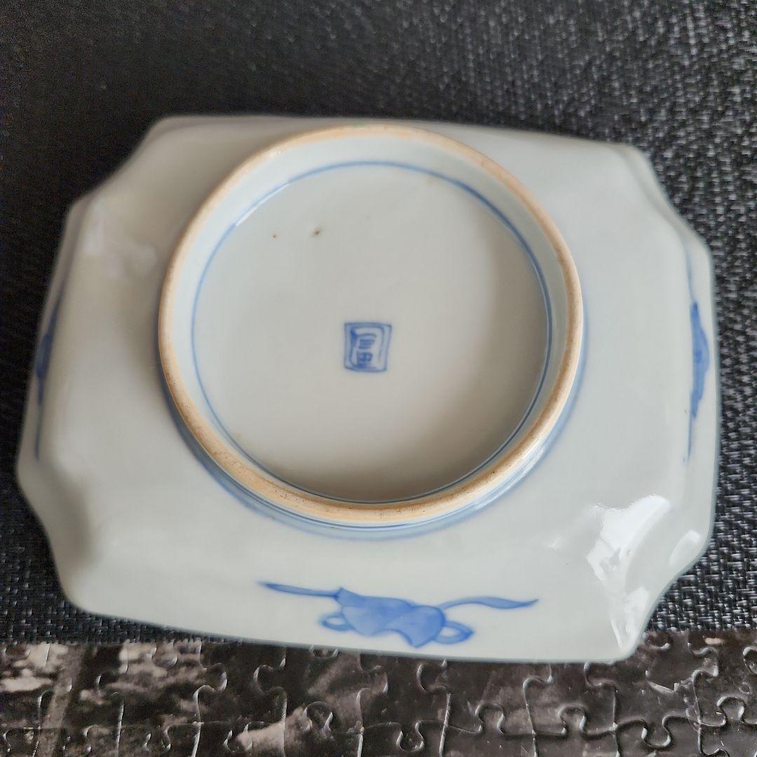 -246//y11　伊万里　色絵　角皿　刺身皿　レトロ