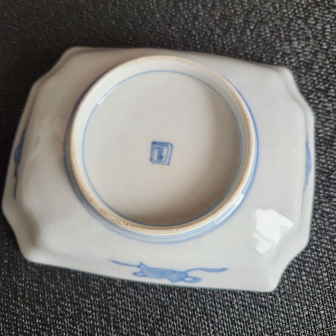 -246//y11　伊万里　色絵　角皿　刺身皿　レトロ