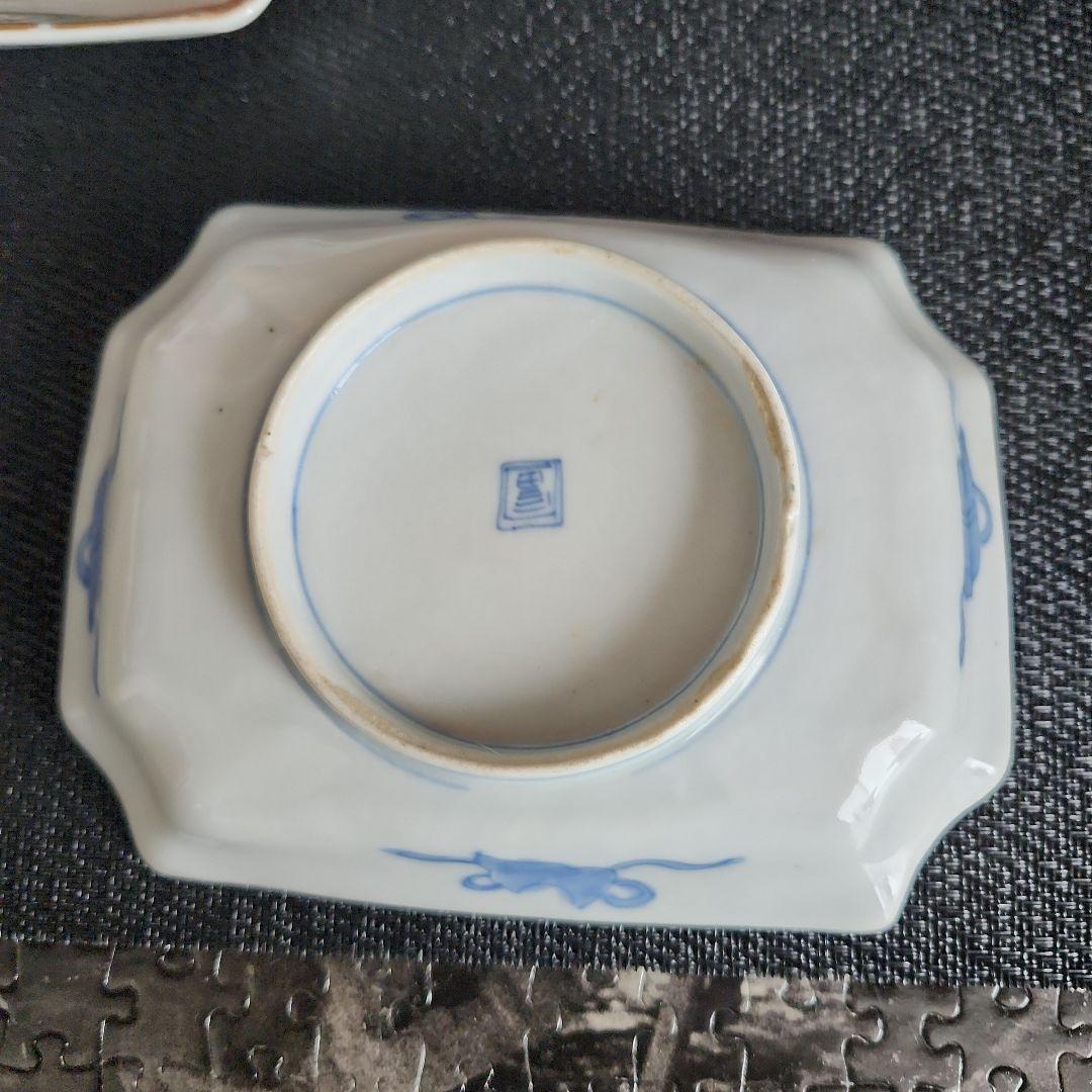 -246//y11　伊万里　色絵　角皿　刺身皿　レトロ