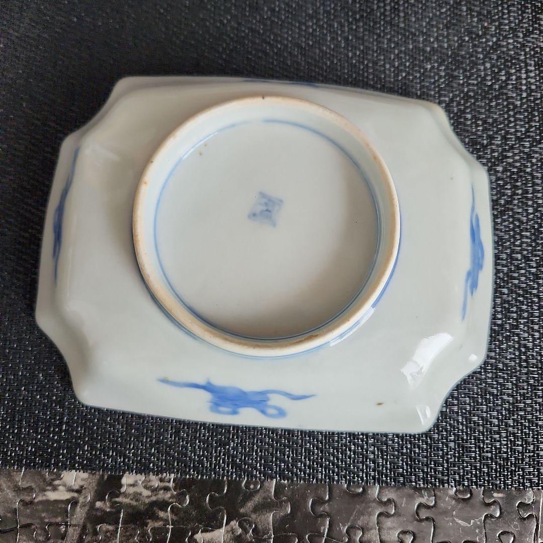 -246//y11　伊万里　色絵　角皿　刺身皿　レトロ