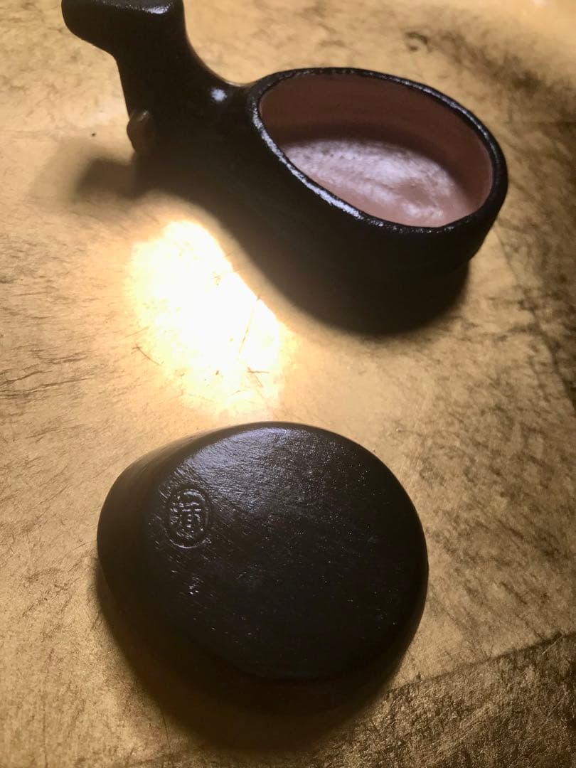 姿の良い香合　本金箔　ビンテージ　茶道具　古美術　蒲池窯造 琵琶　香合