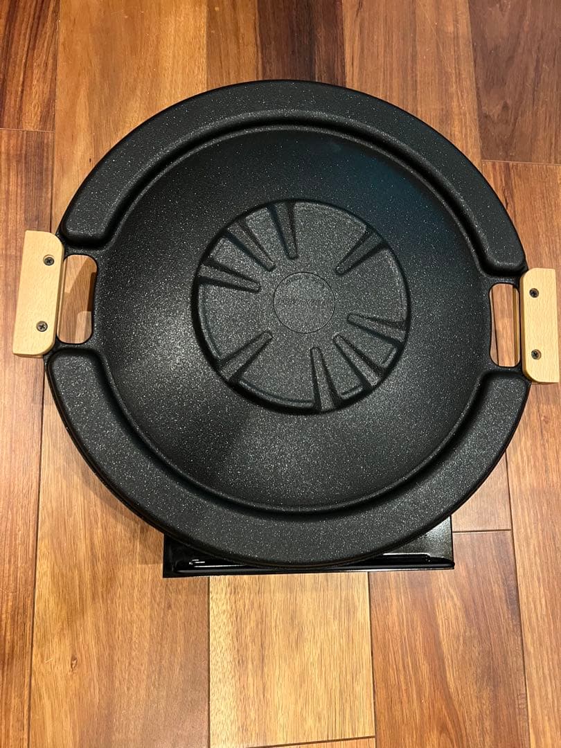 新品未使用　韓国 焼肉プレート マルチグリドル　木製ハンドル付き　42cm