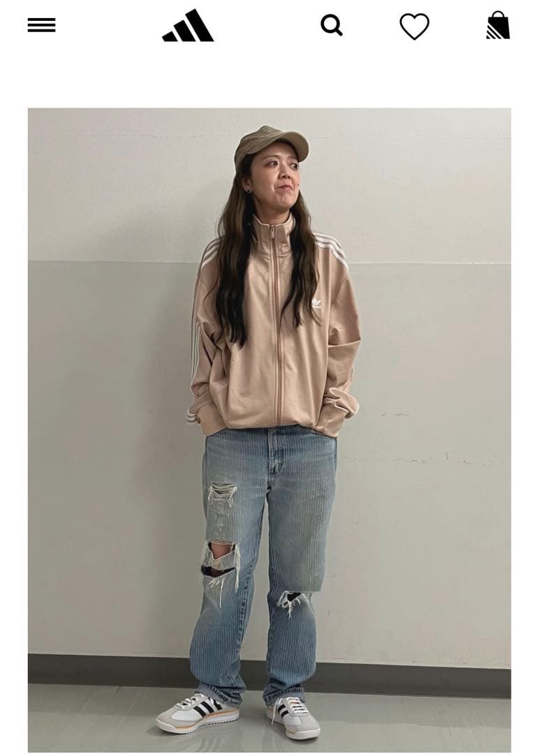 adidas トラックジャケット ベージュ Mサイズ