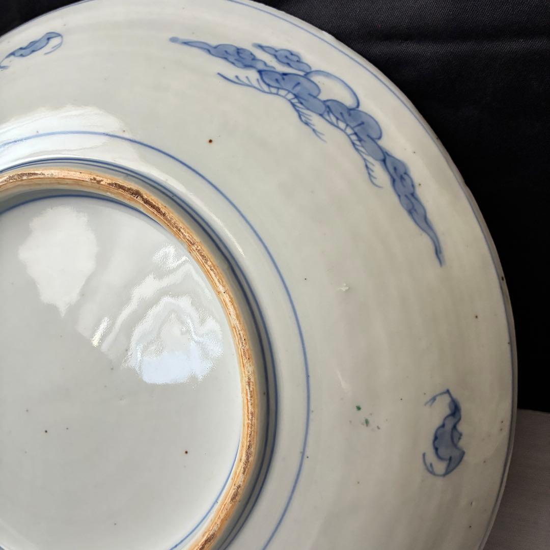 古い大皿　約34cm 色絵　美人図 鳳凰 飾皿 骨董　尺皿　インテリア　時代物