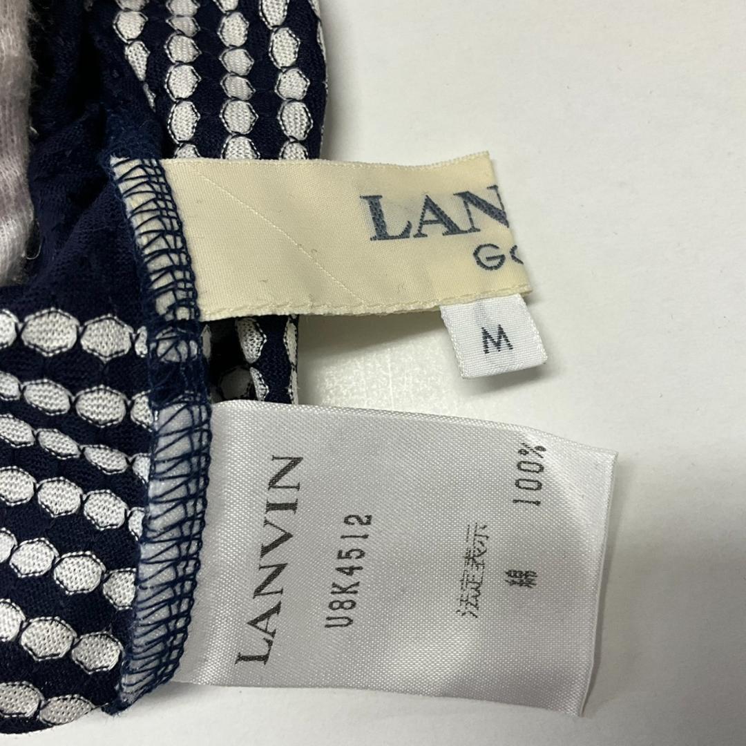 新品 ランバン スポール ゴルフ ウェア M 半袖 モックネック 紺 綿100